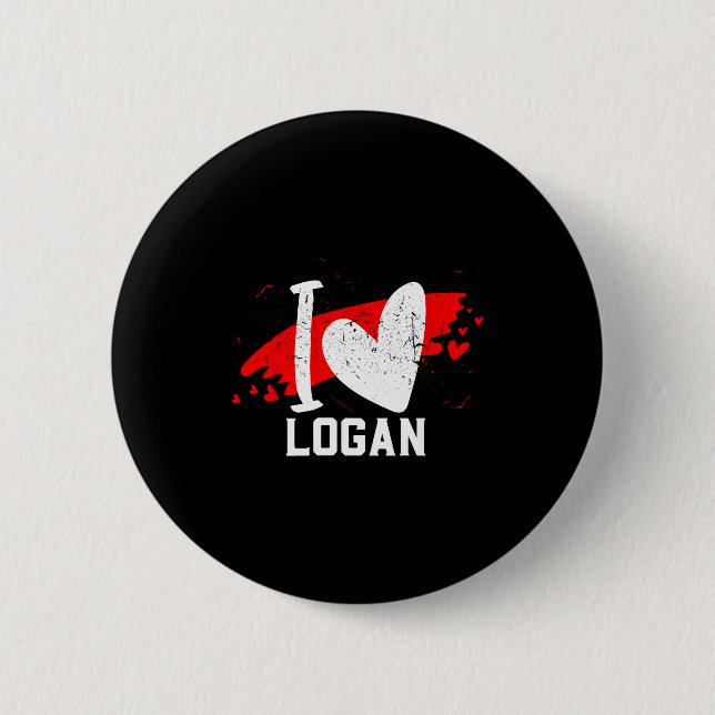 I Love Logan I Heart Logan  Button (Front)