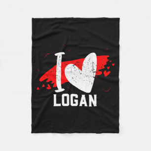 I Love Logan I Heart Logan  Fleece Blanket