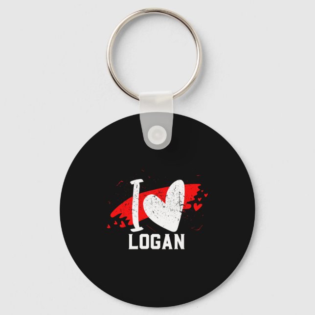I Love Logan I Heart Logan  Keychain (Front)