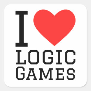 I love logic games square sticker