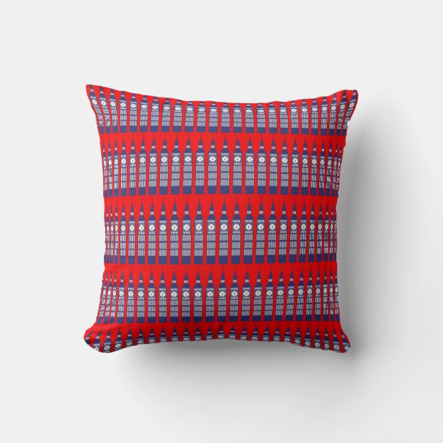 I Love London - Big Ben Throw Pillow (Front)