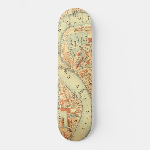 I Love London _ Old Vintage Map River Thames Skateboard