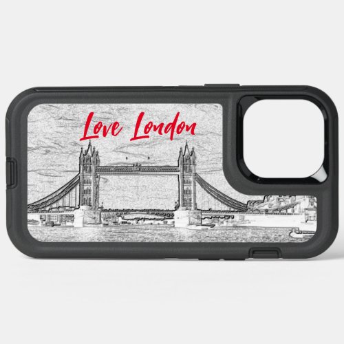 I Love LONDON Red Script Tower Bridge Embossed  iPhone 13 Pro Max Case