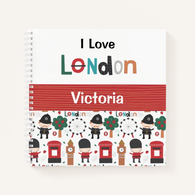 I Love London Theme Name Sketch Notebook (Front)