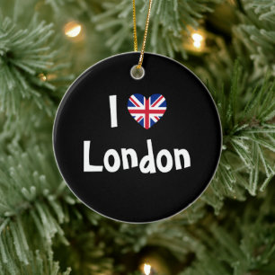 I Love London Union Jack Heart Ceramic Ornament