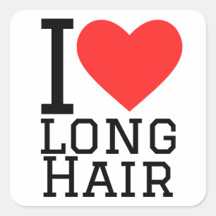 I love long hair square sticker