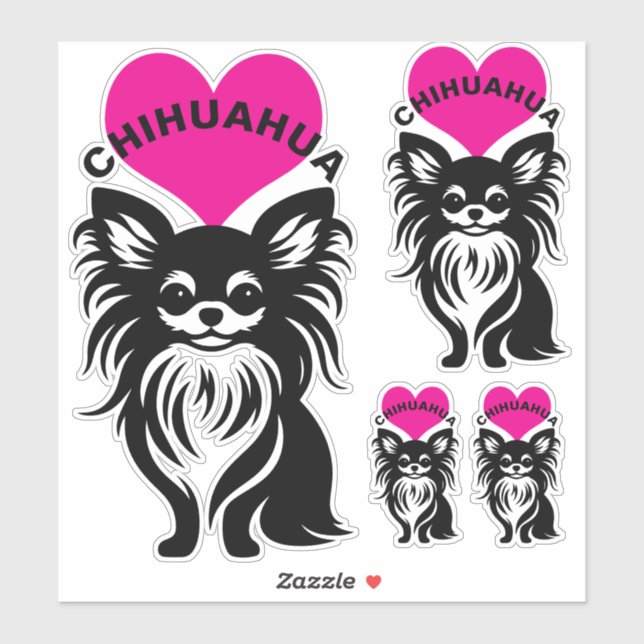 I Love Long-Haired Chihuahuas Cute Puppy Sticker (Sheet)