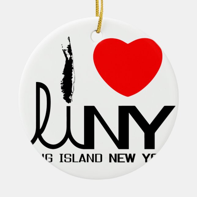 I Love Long Island NY Ceramic Ornament (Front)