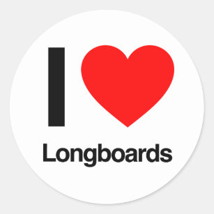 i love longboards classic round sticker