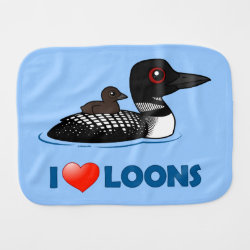I Love Common Loons Burp Cloth