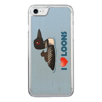 I Love Common Loons Carved Apple iPhone 7 Wood Case