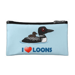 I Love Common Loons Small Cosmetic Bag
