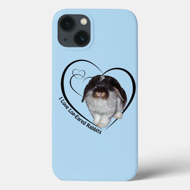 I Love Lop-Eared Rabbits iPad Case (Light Blue) (Back)