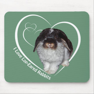 I Love Lop-Eared Rabbits Mousemat (Green) Mouse Pad