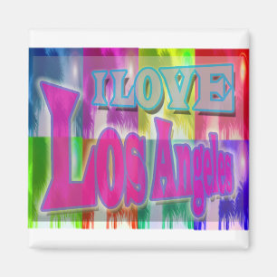 "I LOVE Los Angeles" Colorful Palms Magnet
