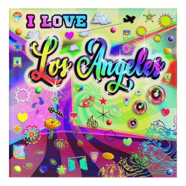 I LOVE Los Angeles Cool Energy Acrylic Art (Front)