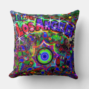 I LOVE Los Angeles Mystic Dance Neo Version Throw Pillow