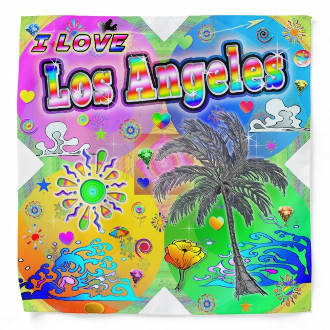 I LOVE Los Angeles Quadro Seasons Bandana (Front)