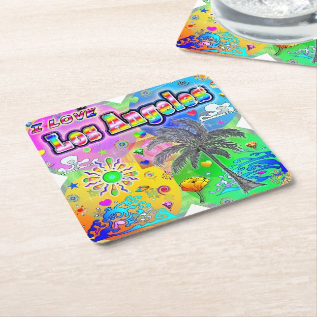 I LOVE Los Angeles Quadro Seasons Coaster (Angled)
