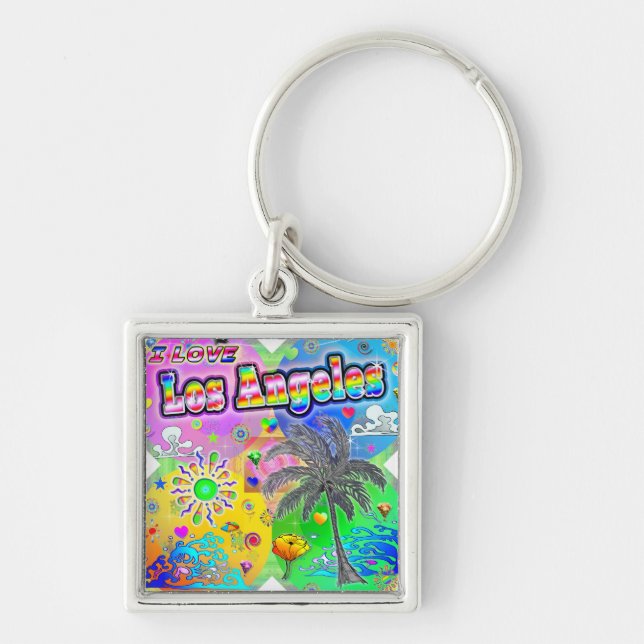 I LOVE Los Angeles Quadro Seasons Keychain (Front)