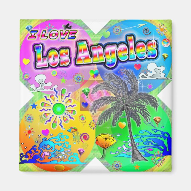 I LOVE Los Angeles Quadro Seasons Magnet (Front)