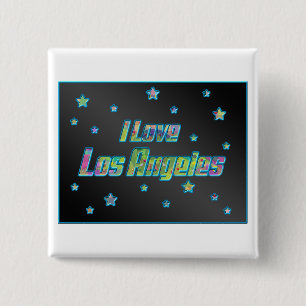 I Love Los Angeles Smile Stars Button