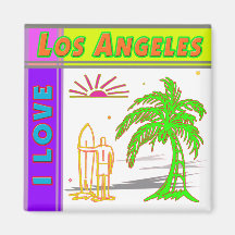 "I LOVE Los Angeles"Sun Palm Tree&Surfer#2 Magnet