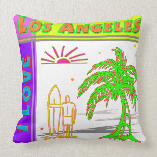"I LOVE Los Angeles" Sun Palm Tree&Surfer#2 Pillow