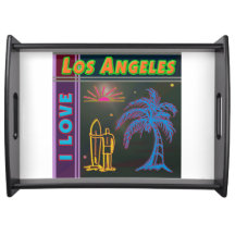 "I LOVE Los Angeles" Sun, Palm Tree&Surfer Tray