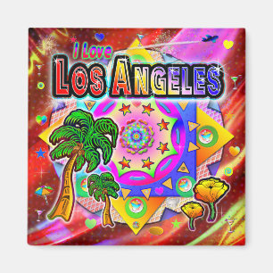 I LOVE Los Angeles Tropical Friends Magnet