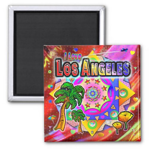 I LOVE Los Angeles Tropical Friends Magnet