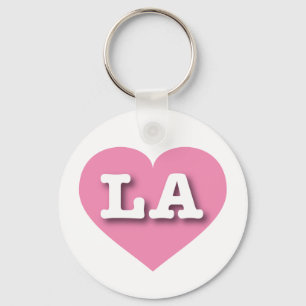 I love Louisiana I love Los Angeles  LA pink heart Keychain
