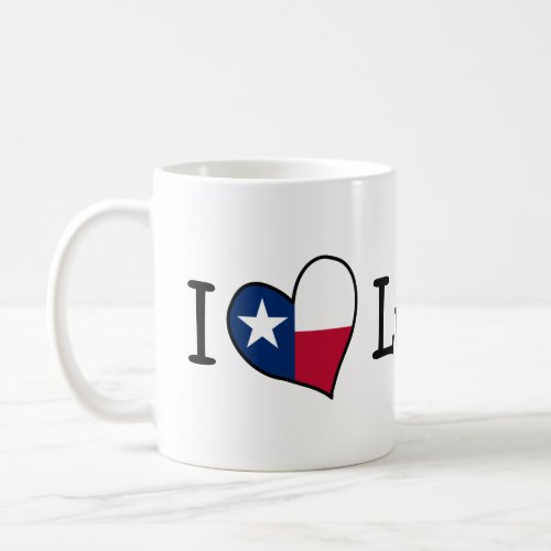 I Love Lubbock Texas Flag Heart Coffee Mug