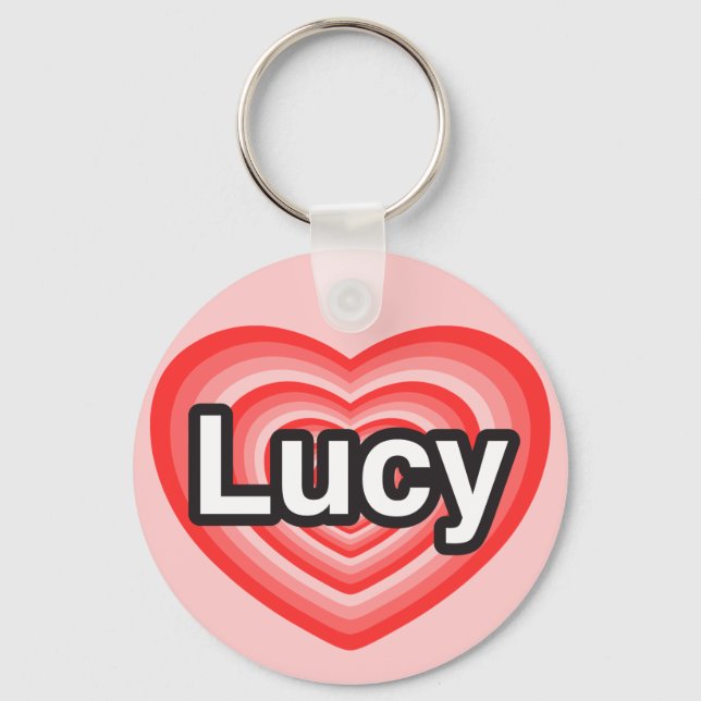 I love Lucy. I love you Lucy. Heart Keychain (Front)