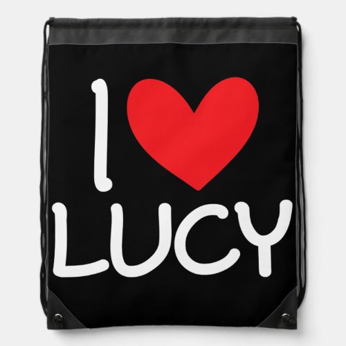I Love Lucy Name Personalized Men Guy BFF Friend Drawstring Bag
