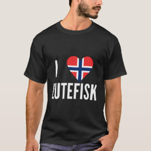 I Love Lutefisk Norway Flag Heart Lefse Norwegian T-Shirt
