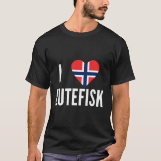 I Love Lutefisk Norway Flag Heart Lefse Norwegian T-Shirt