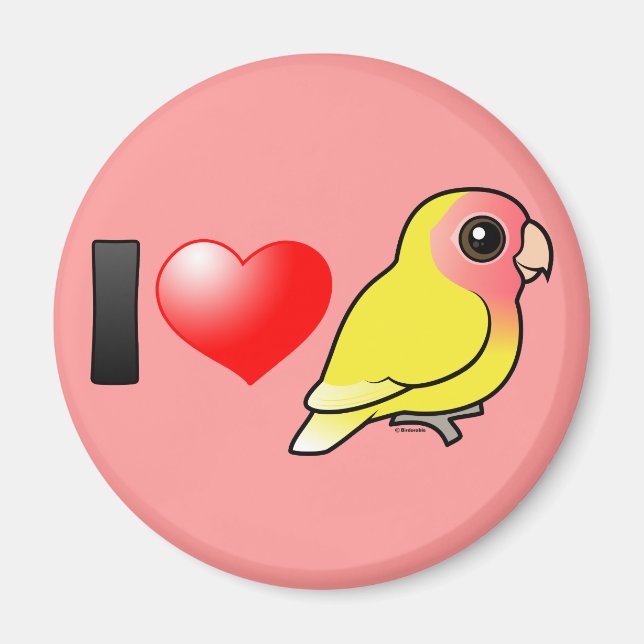 I Love Lutino Peach-faced Lovebirds Magnet (Front)