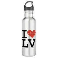 I LOVE LV HEARTBEAT SKYLINE STAINLESS STEEL WATER BOTTLE | Zazzle