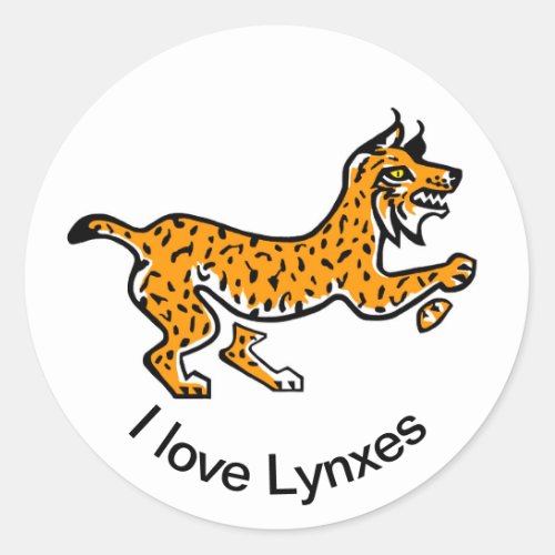 I love LYNXES _ Endangered animal _ Classic Round Sticker