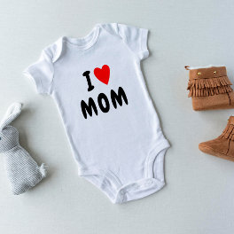 I love M O M Heart custom text MOM Baby Bodysuit