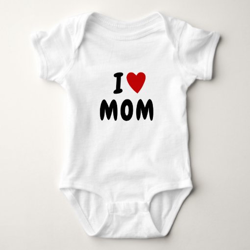 I love M O M | Heart custom text MOM Baby Bodysuit | Zazzle