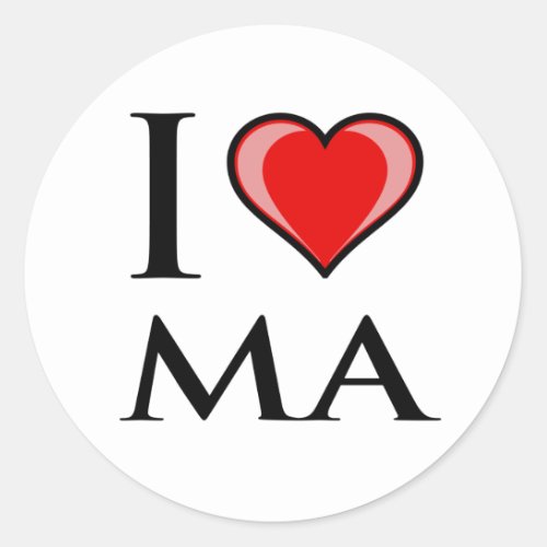 I Love MA _ Massachusetts Classic Round Sticker