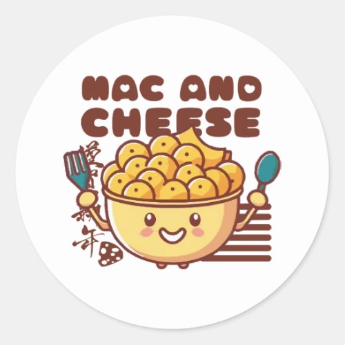 I Love Mac and Cheese Kawaii Classic Round Sticker