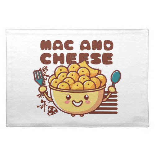 I Love Mac and Cheese Kawaii Cloth Placemat