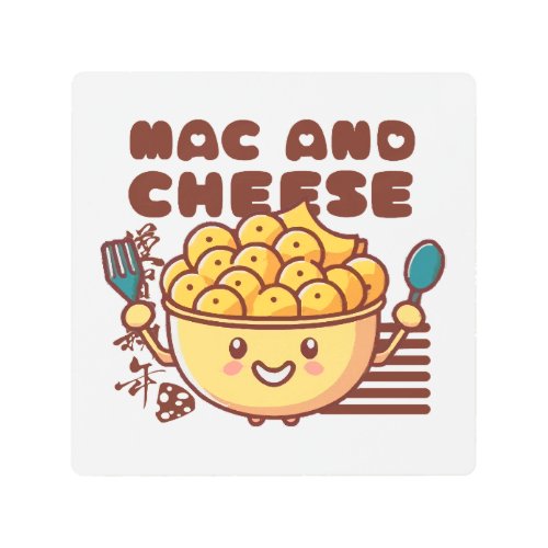 I Love Mac and Cheese Kawaii Metal Print