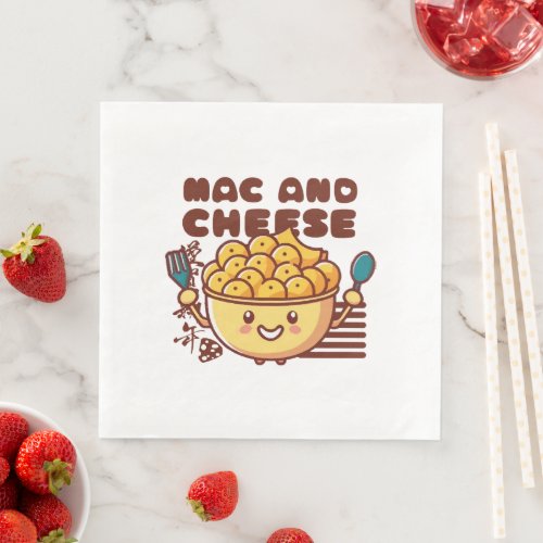 I Love Mac and Cheese Kawaii Paper Dinner Napkins
