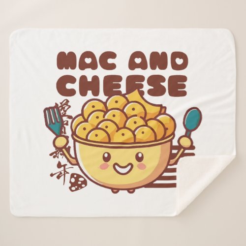 I Love Mac and Cheese Kawaii Sherpa Blanket