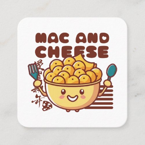 I Love Mac and Cheese Kawaii Square Business Card