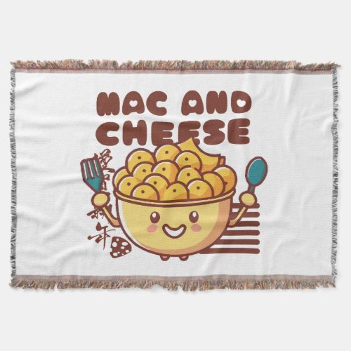 I Love Mac and Cheese Kawaii Throw Blanket